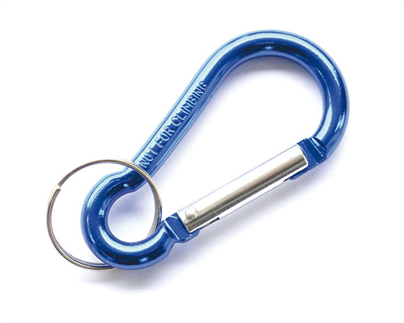 Aluminium sleutelhanger blauw 60 mm met ring 50 stuks